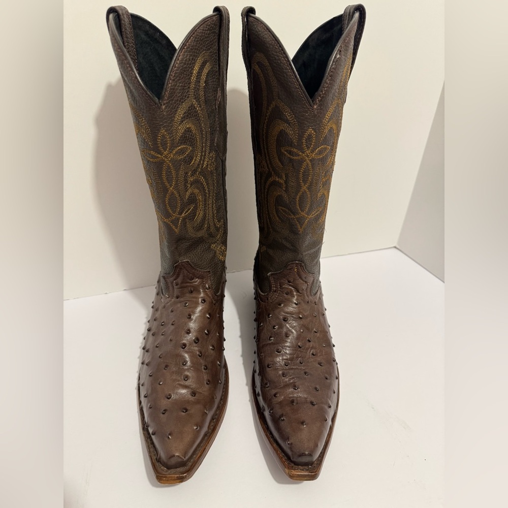 El Señor de los Cielos Men's Western Boot Ostrich Print Leather Brown Size 10